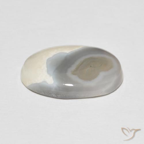 Ágata Blanco multicolor natural de 8.92 ct, Ovalada, Opaco