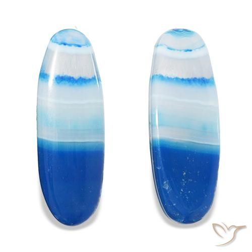 Gemas de Ágata Azul multicolor natural de 31.70 ct, Corte Óvalo, Transparente