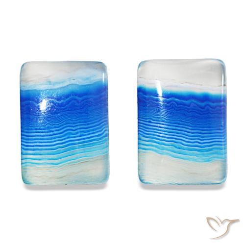 Gemas de Ágata Azul multicolor natural de 16.94 ct, Corte Baguette, Transparente