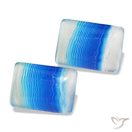 Gemas de Ágata Azul multicolor natural de 16.94 ct, Corte Baguette, Transparente