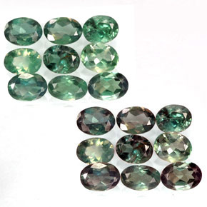 Gemas de alejandrita multicolor natural de  ct, corte óvalo, VS