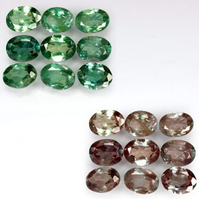 Gemas de alejandrita multicolor natural de  ct, corte óvalo, VS