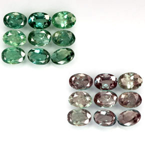 Gemas de alejandrita multicolor natural de  ct, corte óvalo, VS