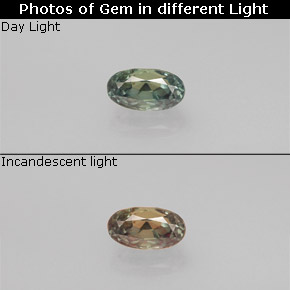 Alejandrita multicolor natural de 0,37 ct, corte óvalo, VVS-VS