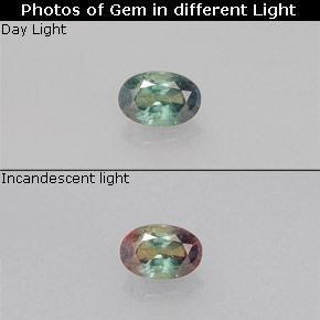 Alejandrita multicolor natural de 0,23 ct, corte óvalo, VS