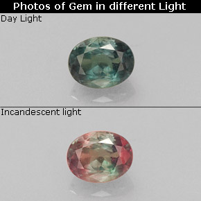 Alejandrita multicolor natural de 0,23 ct, corte óvalo, VS