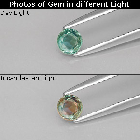 Alexandrita Verde/rojo natural de 0.27 ct, Corte Redondo, VVS-VS