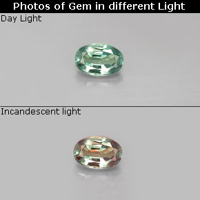 Alejandrita multicolor natural de 0,36 ct, corte óvalo, VVS-VS