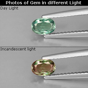 Alejandrita multicolor natural de 0,46 ct, corte óvalo, VVS-VS
