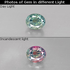 Alejandrita multicolor natural de 0,36 ct, corte óvalo, VVS-VS