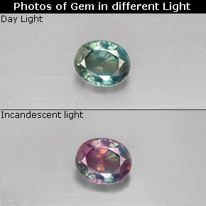 Alejandrita multicolor natural de 0,33 ct, corte óvalo, VVS-VS
