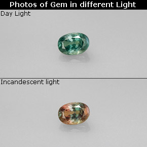 Alejandrita multicolor natural de 0,33 ct, corte óvalo, VVS-VS