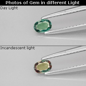 Alejandrita multicolor natural de 0,25 ct, corte óvalo, VVS-VS