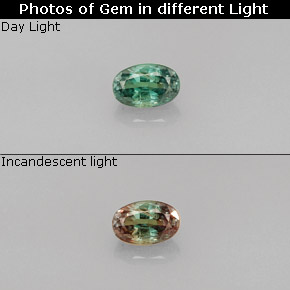 Alejandrita multicolor natural de 0,37 ct, corte óvalo, VS