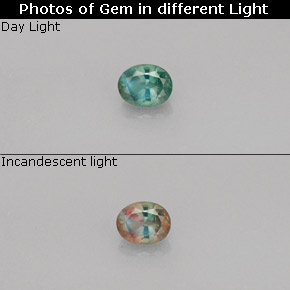 Alejandrita multicolor natural de 0,26 ct, corte óvalo, VS