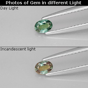 Alejandrita multicolor natural de 0,23 ct, corte óvalo, VS