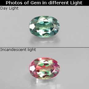 Alejandrita multicolor natural de 0,33 ct, corte óvalo, VVS-VS