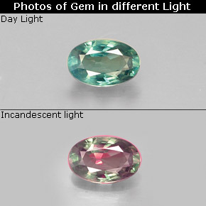 Alejandrita multicolor natural de 0,32 ct, corte óvalo, VVS-VS