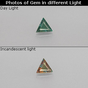 Alejandrita multicolor natural de 0,12 ct, trillón, VS