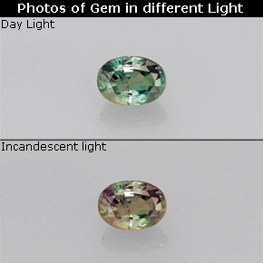 Alejandrita multicolor natural de 0,18 ct, corte óvalo, VS