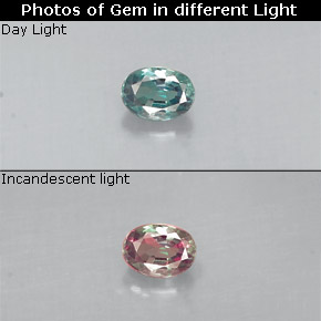 Alexandrita Verde/rojo natural de 0.12 ct, Corte Óvalo, VS