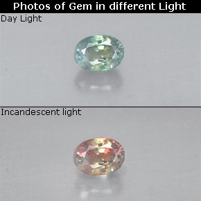 Alejandrita multicolor natural de 0,16 ct, corte óvalo, VS