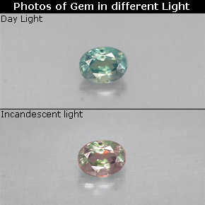 Alejandrita multicolor natural de 0,13 ct, corte óvalo, VS