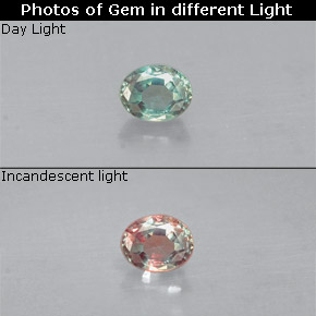 Alejandrita multicolor natural de 0,11 ct, corte óvalo, VS