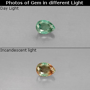 Alejandrita multicolor natural de 0,15 ct, en forma de pera, VS