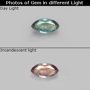 Alejandrita multicolor natural de 0,15 ct, marquesa, VS
