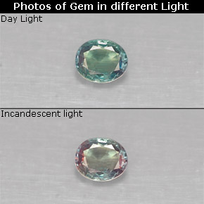 Alejandrita multicolor natural de 0,18 ct, corte óvalo, VS
