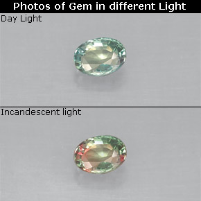 Alejandrita multicolor natural de 0,17 ct, corte óvalo, VS