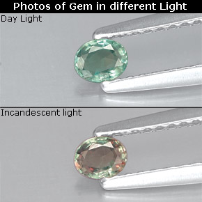 Alejandrita multicolor natural de 0,15 ct, corte óvalo, VS