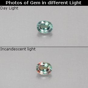 Alejandrita multicolor natural de 0,13 ct, corte óvalo, VS