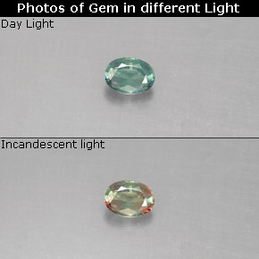 Alejandrita multicolor natural de 0,13 ct, corte óvalo, VS