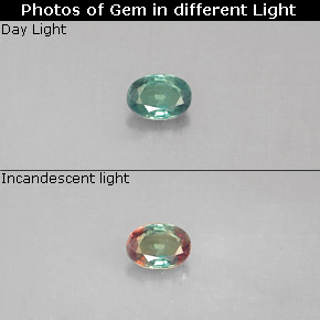 Alejandrita multicolor natural de 0,13 ct, corte óvalo, VS