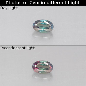 Alejandrita multicolor natural de 0,12 ct, corte óvalo, VS