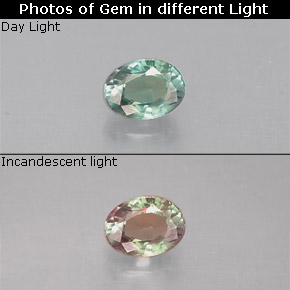 Alejandrita multicolor natural de 0,19 ct, corte óvalo, VS