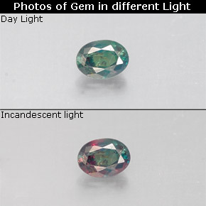 Alejandrita multicolor natural de 0,14 ct, corte óvalo, VS