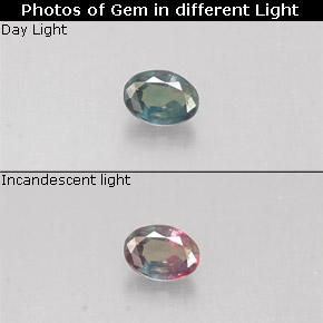 Alejandrita multicolor natural de 0,10 ct, corte óvalo, VS