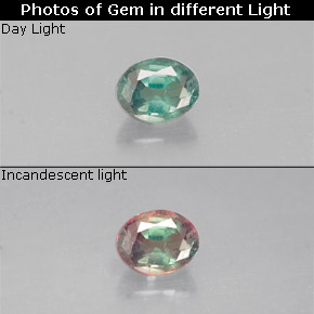 Alejandrita multicolor natural de 0,15 ct, corte óvalo, VS