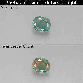 Alejandrita multicolor natural de 0,14 ct, corte óvalo, VS