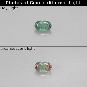 Alejandrita multicolor natural de 0,12 ct, corte óvalo, VS