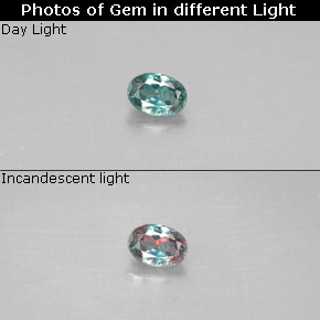 Alejandrita multicolor natural de 0,11 ct, corte óvalo, VS