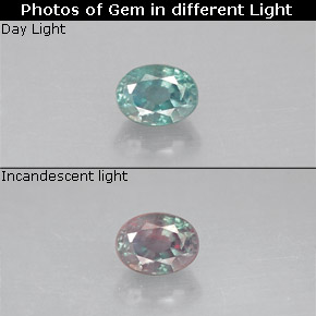 Alejandrita multicolor natural de 0,18 ct, corte óvalo, VS