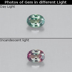 Alejandrita multicolor natural de 0,14 ct, corte óvalo, VS
