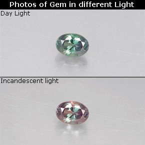 Alexandrita Verde/rojo natural de 0.10 ct, Corte Óvalo, VS