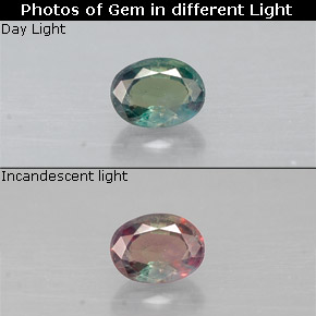 Alejandrita multicolor natural de 0,17 ct, corte óvalo, VS