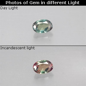 Alejandrita multicolor natural de 0,10 ct, corte óvalo, VS