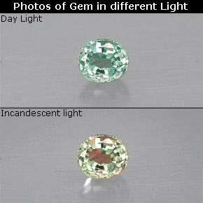 Alejandrita multicolor natural de 0,14 ct, corte óvalo, VS